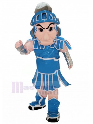 Spartan Knight with Blue and white Armor Mascot Costume People	