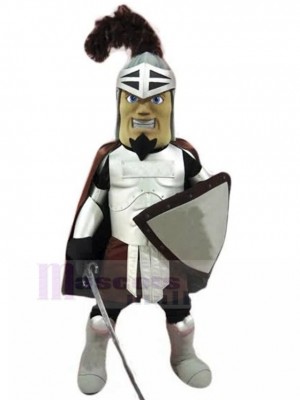 Smiling Knight with Brown Tassel Mascot Costume People
