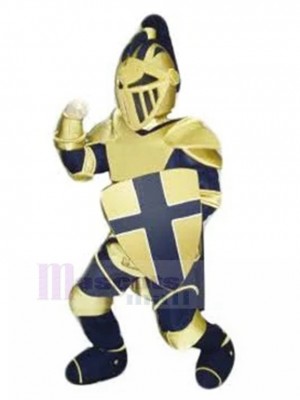 Blue and Yellow Medieval Knight Mascot Costume People