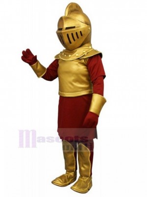 Golden and Red Roman Knight Mascot Costume People