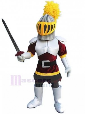 White and Red Ancient Roman Knight Mascot Costume People