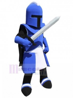 Blue Knight with Corinth Helmet Mascot Costume People