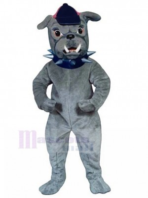 Gray British Bulldog Mascot Costume with Peaked Cap