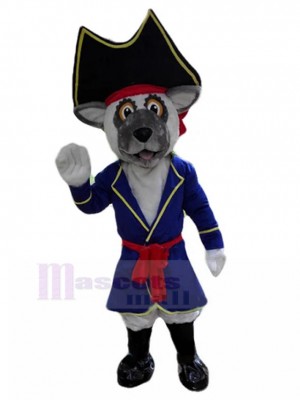 Lovely Gray French Bulldog Mascot Costume in Pirate Suit Animal