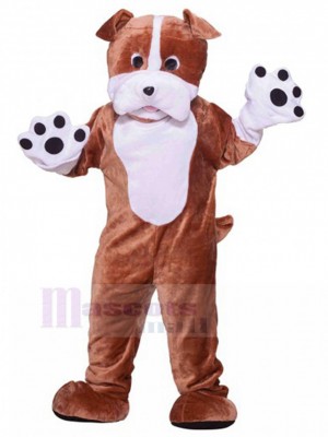 Plushy Brown and White British Bulldog Mascot Costume Animal