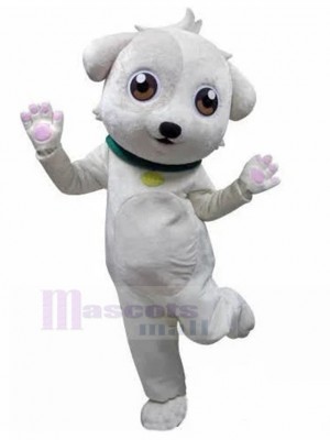 Sweet and Cute Cartoon White Dog Mascot Costume Animal