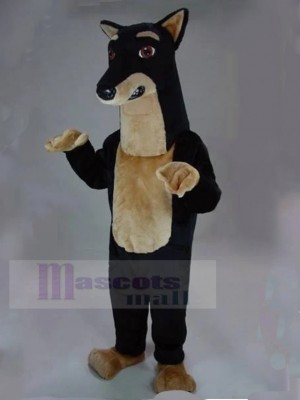 Serious Black Pinscher Dog Mascot Costume Animal