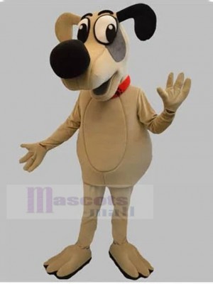 Beige Cartoon Dog Mascot Costume with Big Black Nose Animal