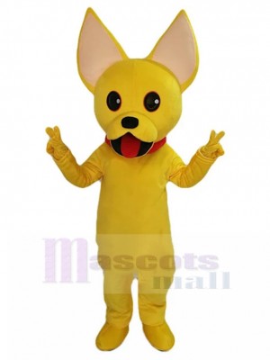 Yellow Chihuahua Dog Mascot Costume with Red Collar Animal