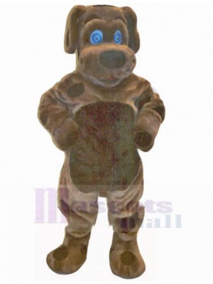 Staunch Brown Dog Mascot Costume with Blue Eyes Animal