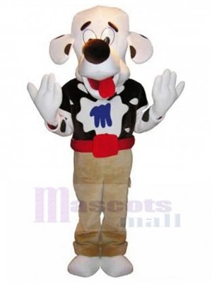 White Dog Mascot Costume with Red Belt Animal