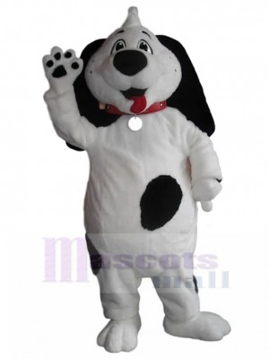 Hippie Smiley White and Black Dog Mascot Costume with Red Collar Animal