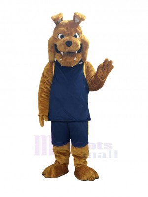 Bulldog in Navy Blue Jersey Mascot Costume