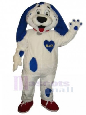 Long-eared White Dog Mascot Costume with Blue Spots Animal