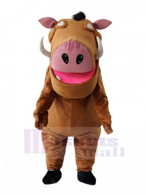 Open Mouth Brown Wild Boar Pig Mascot Costume Animal