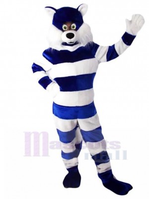 Superb Blue and White Striped Cat Mascot Costume Animal