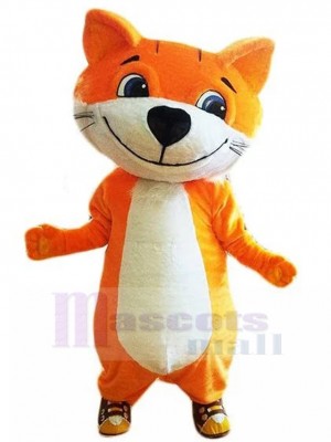 Cheerful Cute Orange Cat Mascot Costume Animal