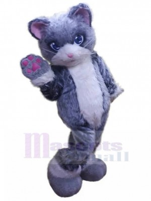 Furry Grey and White Cat Fursuit Mascot Costume Animal