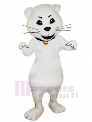 Playful White Cat Mascot Costume Animal