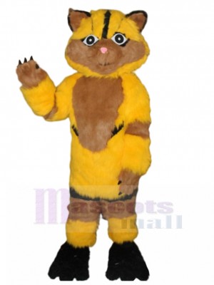 Furry Yellow and Brown Cat Mascot Costume Animal