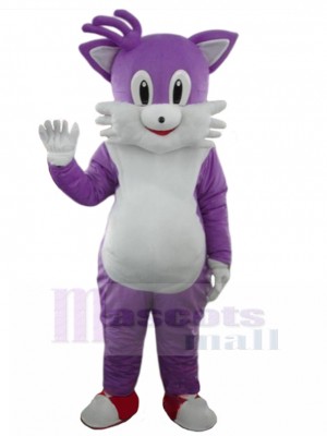 Smiling Purple Cat Mascot Costume Animal