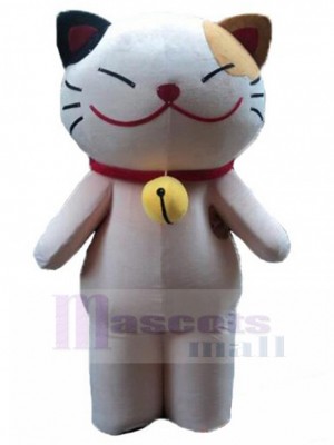 Tricolor Lucky Cat Mascot Costume with Bell Animal