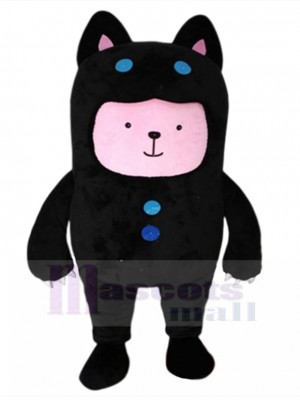 Pink Cat Mascot Costume with Black Neko Suit Animal