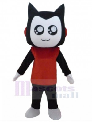 Black and White Cat Mascot Costume with Red Shirt Animal