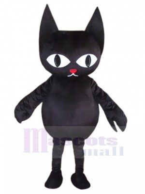 Black Cat Mascot Costume with Red Bow Tie Animal