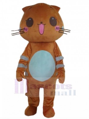 Cute Orange Cat Mascot Costume with White Stripe Animal