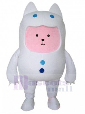 Pink Cat Mascot Costume with White Neko Suit Animal