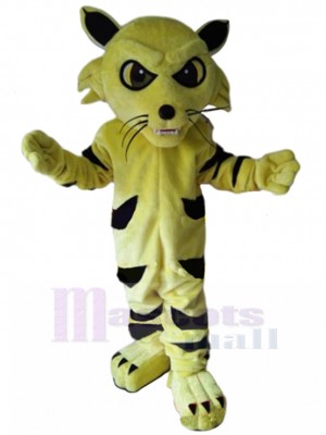 Yellow Wildcat Mascot Costume with Black Stripe Animal