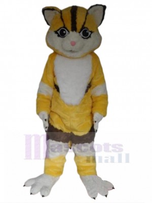 Smart Yellow and Brown Cat Mascot Costume Animal