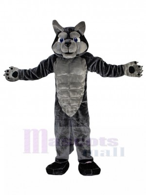 Muscled Grey Wolf Mascot Costume Animal