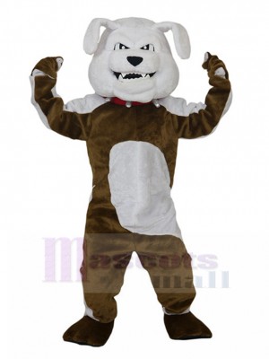 Fierce Brown and White British Bulldog Mascot Costume Animal