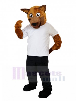 Brown Wolfhound Mascot Costume in White Shirt Animal