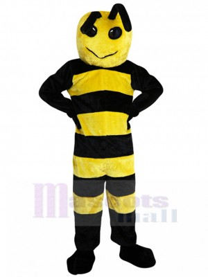 Unsmiling Black and Yellow Bee Mascot Costume Insect