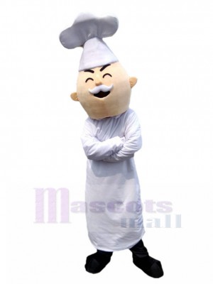 Smiling Experienced Chef Mascot Costume with Beard People