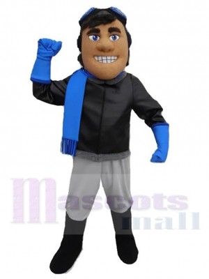 Aviator with Blue Scarf Mascot Costume People