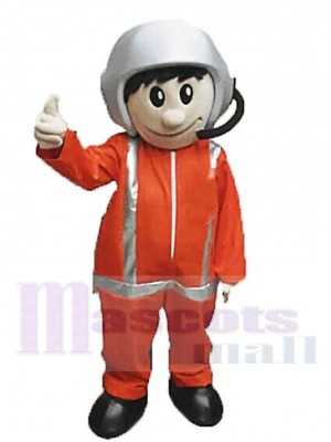Cute Orange Pilot Boy Mascot Costume People