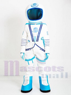 Astronaut Mascot Costume in White and Light Blue Spacesuit People