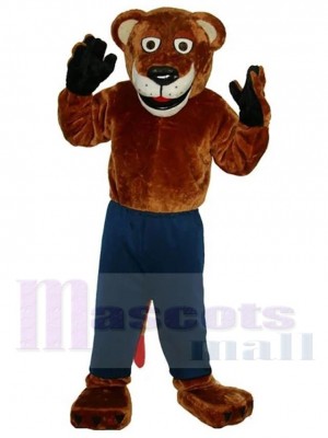 Brown Tiger Mascot Costume Animal in Navy Blue Pants