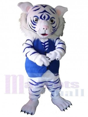 Cute White and Blue Tiger Mascot Costume Animal