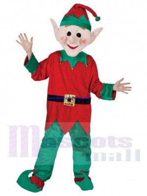 Red and Green Elf Mascot Costume Cartoon