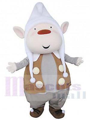 Cute Elf Mascot Costume Cartoon with Red Nose