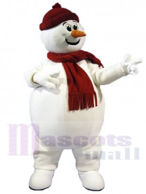 Belly Billowing Snowman Mascot Costume Cartoon