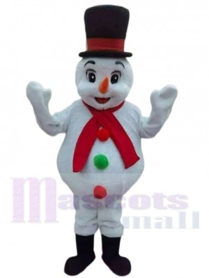 Snowman Yeti Mascot Costume Cartoon with Red Scarf