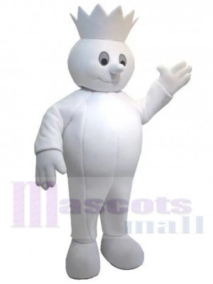 White King Snowman Mascot Costume Cartoon