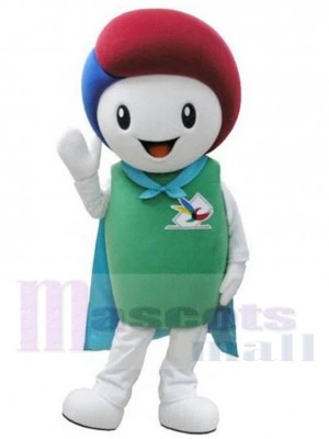 Snowman Mascot Costume Cartoon with Red and Blue Hat