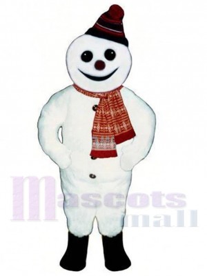 Smiling White Snowman Yeti Mascot Costume Cartoon